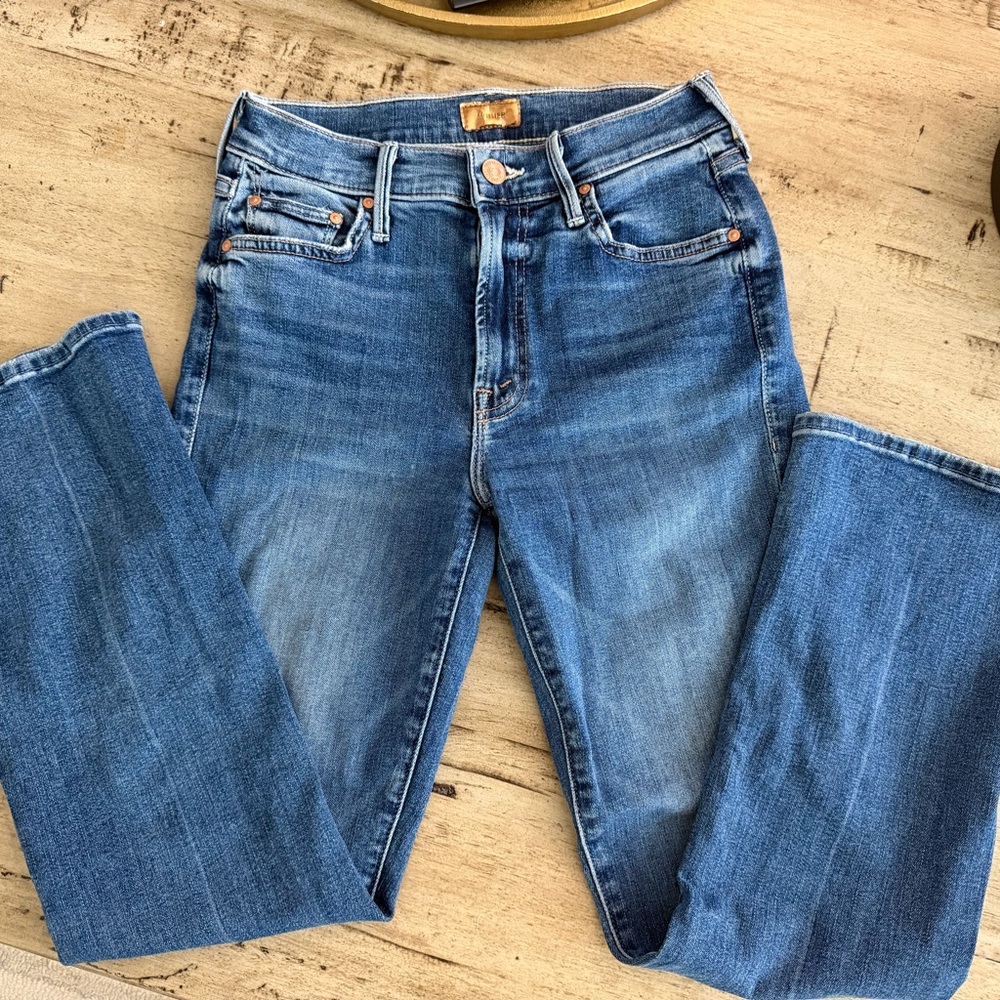 MOTHER Straight Leg Blue Jeans